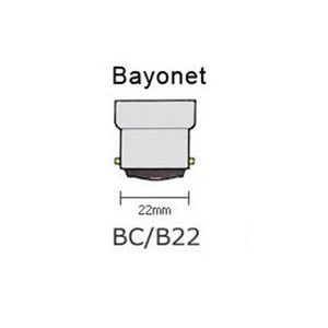 Bayonet light bulb socket with dimensions on a white background