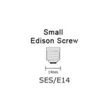 Illustration of a small Edison screw with dimensions on a white background