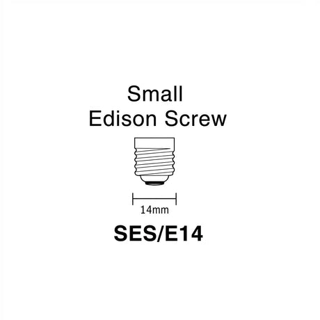 Illustration of a small Edison screw with dimensions on a white background