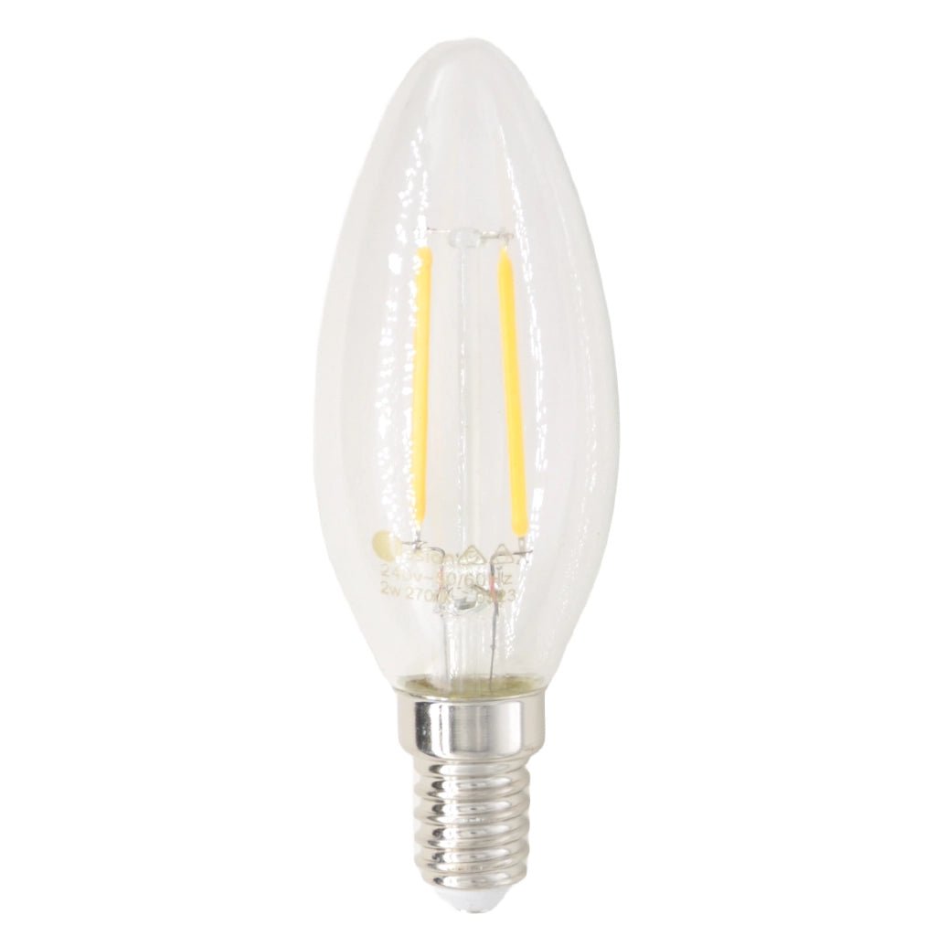 Lusion Candle Filament LED Light Bulb E14 240V 2W W/W 20198