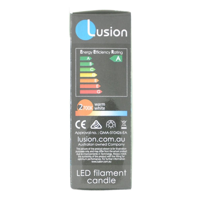 Lusion Candle Filament LED Light Bulb E14 240V 2W W/W 20198