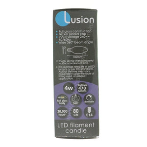 Lusion Candle Filament LED Light Bulb E14 240V 4W C/DL 20244