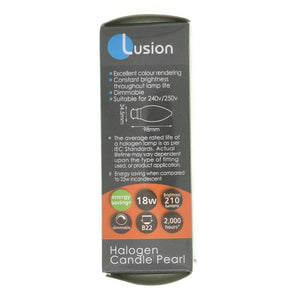 Lusion Candle Halogen Light Bulb B22 240V 18W Pearl 30101