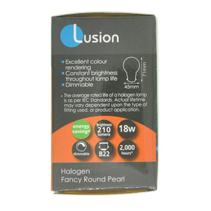 Lusion Fancy Round Halogen Light Bulb B22 240V 18W Pearl 30201