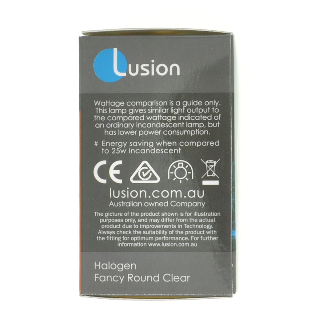 Lusion Fancy Round Halogen Light Bulb E27 240V 18W Clear 30204