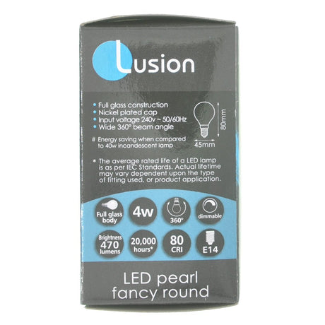 Lusion Fancy Round LED Light Bulb E14 240V Pearl 4W D/L 20264