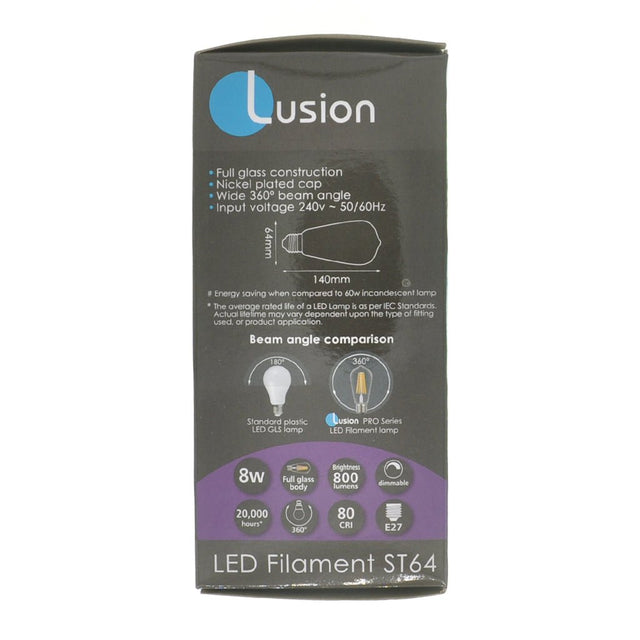 Lusion Filament ST64 LED Light Bulb E27 240V 8W C/W 20979