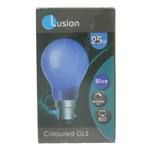 Lusion GLS Coloured Incandescent Light Bulb B22 240V 25W Blue 30601