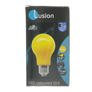 LUSION GLS Coloured LED Light Bulb E27 240V 3W Yellow 20704