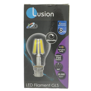 Lusion GLS Filament LED Light Bulb B22 240V 8W C/DL 20511