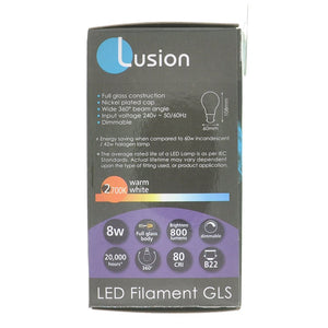 Lusion GLS Filament LED Light Bulb B22 8W W/W 20509