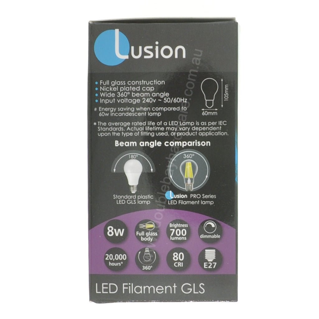 Lusion GLS Filament LED Light Bulb E27 240V 8W C/DL 20510