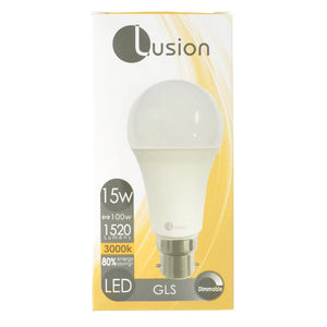 Lusion GLS LED Light Bulb B22 240V 15W W/W Opal 20431