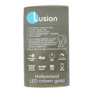 Lusion Hollywood Crown Gold Top Filament LED Light Bulb B15 240V 4W W/W 20222