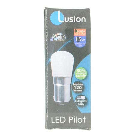 Lusion Pilot LED Light Bulb B15 240V 1.5W W/W Opal 20302