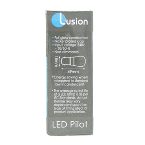 Lusion Pilot LED Light Bulb B15 240V 1.5W W/W Opal 20302