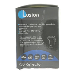Lusion R80 Incandescent Reflector Light Bulb B22 240V 60W 30711