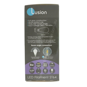Lusion ST64 Filament LED Light Bulb E27 240V 8W C/DL 20977