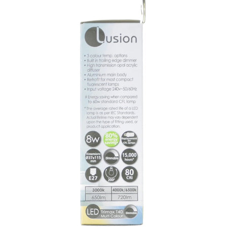 Lusion T40 Multi Colour LED Stick Light Bulb E27 240V 8W 21050