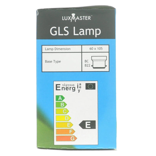 LuxMaster GLS Incandescent Light Bulb B22 260V 60W Clear