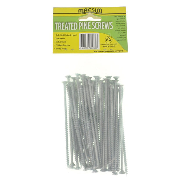 MACSIM 10G - 10x125mm Countersunk TREATED PINE Screw Galvanised 24TG125
