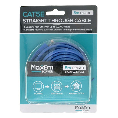 MaxEm Cat5e RJ45 Ethernet Cable 5m Blue ELS - 0009