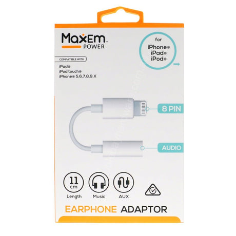 MaxEm Lightning 8 Pin to 3.5mm Headphone Adaptor ELS - 0521