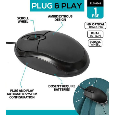 MAXEM USB Dual Button Mouse With Scroll Wheel ELS - 0548