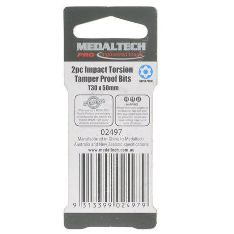 MEDALTECH Impact Torsion Tamper Proof Torx Bit T30X50mm 02497