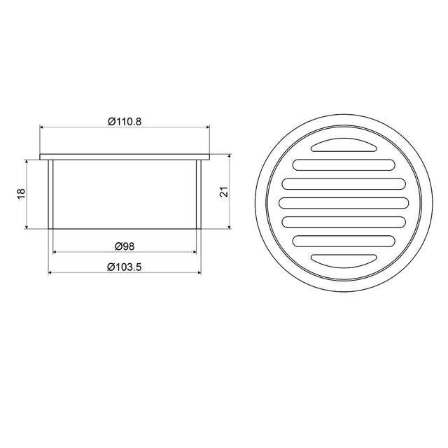 Mildon Round Grate Light Brass Lug Lock in Chrome 100mm 11052T