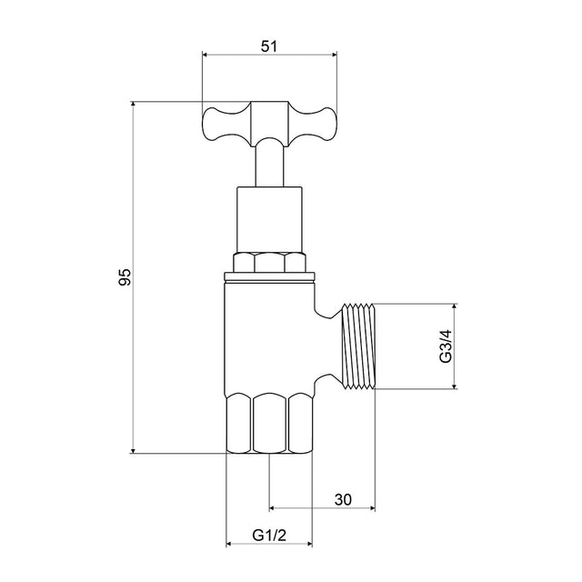 Mildon Washing Machine Cock T Head Chrome 892M