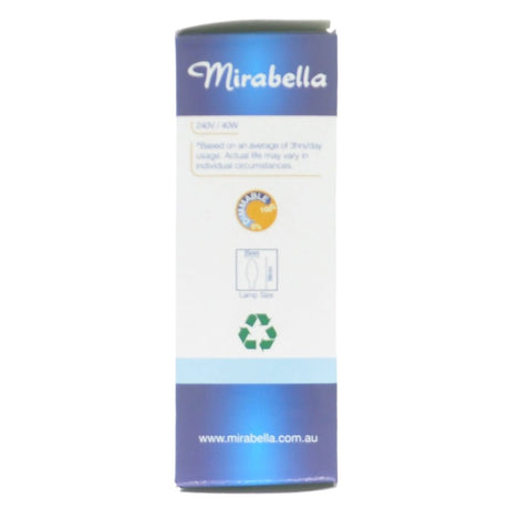 Mirabella Candle Incandescent Light Bulb B22 240V 40W Pearl 2Pcs