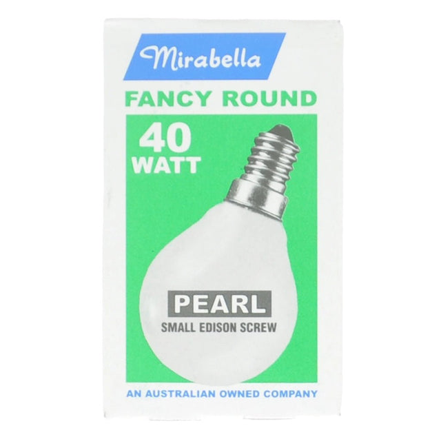 Mirabella Fancy Round Incandescent Light Bulb E14 240V 40W Pearl