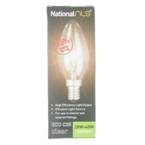 nls Candle Halogen Light Bulb E14 240V 28W Clear