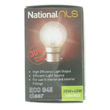 nls Fancy Round Halogen Light Bulb B22 240V 28W Clear 10296NLS