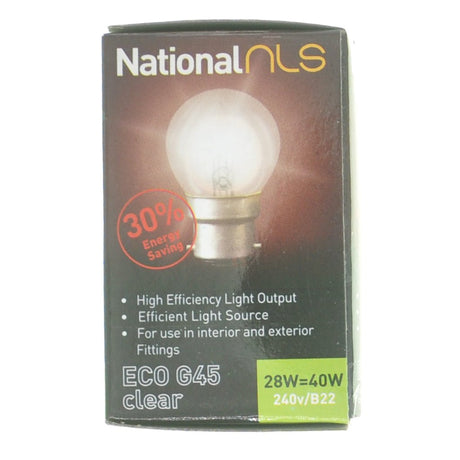 nls Fancy Round Halogen Light Bulb B22 240V 28W Clear 10296NLS