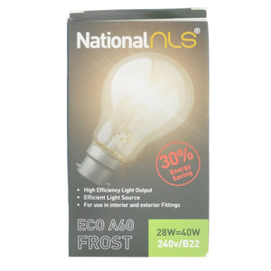 nls GLS Halogen Light Bulb B22 240V 28W Frost