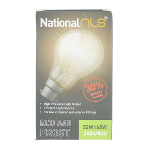 nls GLS Halogen Light Bulb B22 240V 52W Frost 10325NLS