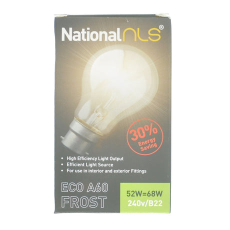 nls GLS Halogen Light Bulb B22 240V 52W Frost 10325NLS