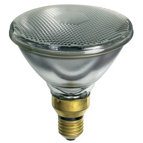 Parabolic reflector light bulb on a white background