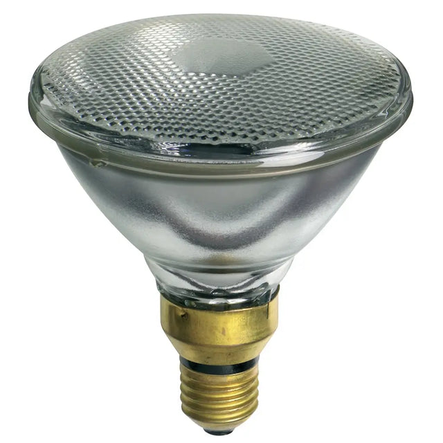 Parabolic reflector light bulb on a white background