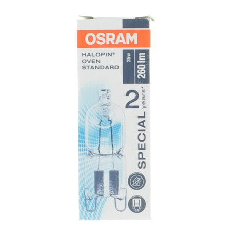 OSRAM Bi - Pin Halopin Oven Halogen Light Bulb 350°C G9 230V 25W 66725