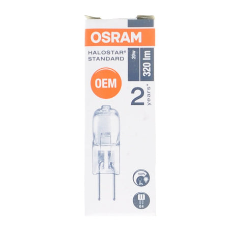 OSRAM Bi - Pin HALOSTAR Halogen Light Bulb G4 12V 20W Clear 64425