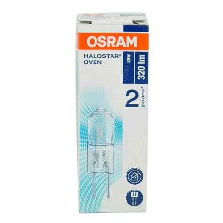 OSRAM Bi - Pin Halostar Oven Light Bulb G4 12V 20W 300 °C 64428