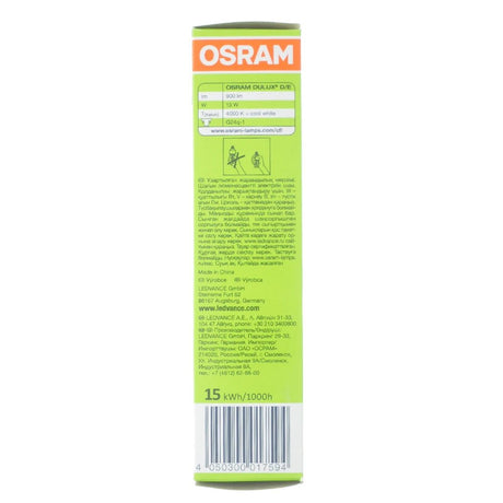 Osram light bulb packaging with green label on a white background