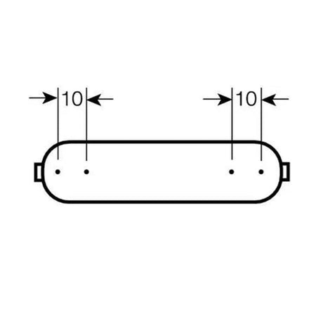 Technical drawing of a cylindrical object with dimensions labeled