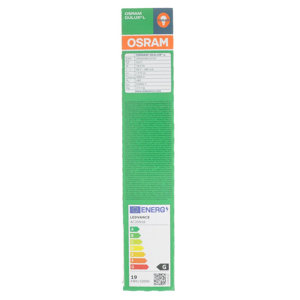 OSRAM DULUX L Compact Fluorescent Light Bulb 2G11 18W/840