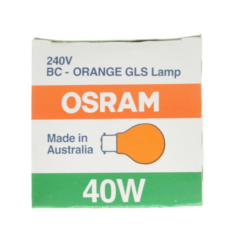 OSRAM GLS Party Coloured Light Bulb B22 240V 40W Orange