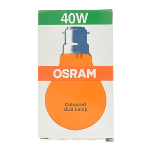 OSRAM GLS Party Coloured Light Bulb B22 240V 40W Orange