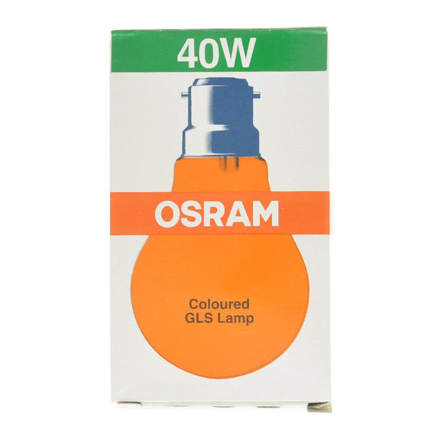 OSRAM GLS Party Coloured Light Bulb B22 240V 40W Orange